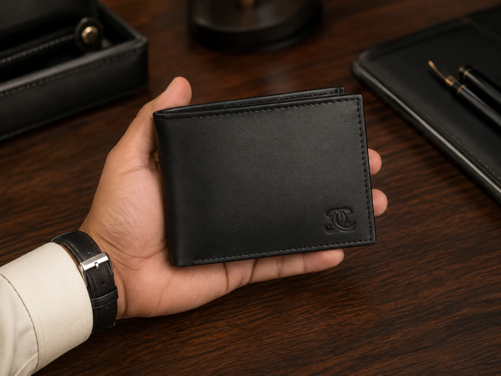 Premium leather wallet craftsmanship by Cuir Collection